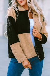 Sherpa-Jacke mit Farbblock-Karos